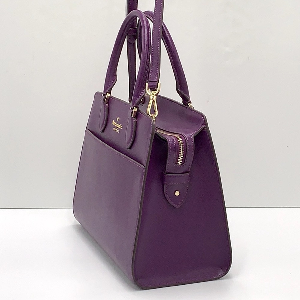 KATE SPADE Madison Saffiano Leather Medium Satchel RIPE PLUM COLOR - Picture 6 of 13